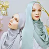 Foulards sans fer rides naturelles froissées en mousseline de soie châle écharpe hijab crêpe et respirant femmes foulard