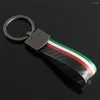 Portachiavi 1 pezzo portachiavi in pelle nera di lusso per uomo portachiavi bandiera del paese Italia Germania chiave accessori per gioielli decorazioni per auto souvenir regalo