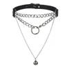 Choker Punk Cross Chain Necklace With Lock Goth Collar Pendant Women/men Black Leather Emo Cool Jewelry