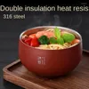 Skålar kawaii skål bordsartiklar blandning set rostfritt stål japansk hushåll dubbel isolering ris soppa