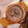 Wristwatches Black Tree Of Life Imitation Bamboo Wood Watch Men Women Couple Quartz Wooden Clock Leather Wristwatch Male Reloj Montre Uhr