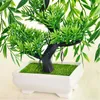 Decoratieve bloemen kunstmatige boom potten nep wilg planten plastic bladeren mini bureaublad bonsai spine voor home cadeau tuin festival