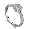 Trouwringen Luxe zeshoekige schijf Volledige diamant zirkoonring Verjaardagscadeau meisje bruids sieraden paar