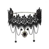 Chains Handmade Princess Black Lace Neck Choker Necklace Short For Women Lolita Cute Gothic Jewelry