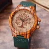 Wristwatches Black Tree Of Life Imitation Bamboo Wood Watch Men Women Couple Quartz Wooden Clock Leather Wristwatch Male Reloj Montre Uhr