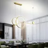 Pendant Lamps Simple Chandelier Restaurant Bar Black White Gold Long Lamp Dining Room Coffee Shop Round Rings Hanging Light WFPendant