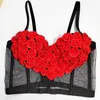 Women's Tanks Carnival Valentine's Day Love Camisole Women Sexy Perspective Hand-Embroidered 3D Flower Decoration Bustier Bra Tank Tops