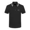 T-shirt polo da uomo nera bianca con logo-targa T-shirt estiva T-shirt traspirante elastica manica corta ricamata Polo High Street Abbigliamento di marca 84163