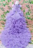 Robes de fille 2-13T Flower Girl Trailing Robes de mariée Enfants de haute qualité Tutu Mermaid Dress V-Neck Big Bow Princess Long Clothing W0314