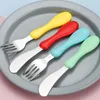 Dinnerware Sets Cartoon Cute Baby Spoon And Fork Stainless Steel Cutlery Set Feeding Knife Tableware Dining Table