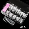 Nail Art Kits 6Pcs UV Gel Extension French Set Quick Building Mold Tips Stainless Steel Cuticle Spoon Pusher Slice Brush Kit