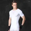 Herr t shirts ly män komprimering body shaper mage control smal t-shirt underkläder formade toppar m99