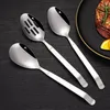 Dinnerware Sets Stainless Steel Serving Spoon Home Tableware Long Handle Buffet Cutlery Colander Korean Kitchen Accessories Drop