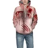 Moletons masculinos Halloween Men 3d Horrible Blood Postada de manga longa Capuz do moletom moletom