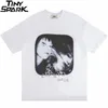 Мужчина футболка уличная одежда футболка мужчина хип -хоп иллюзия девочка для печати писем печати 2023 Harajuku Cotton Casual Summer Summer Summer Short -Forte Fit Black 230317