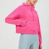 LU88288 Women's Autumn Hoodies Sweatshirt Yoga Wear Jacket Ladies Gym Workout Coat Half Zipper Fleece Loose Workout Pullover