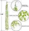 Dekorativa blommor konstgjorda murgröna girland falska växter vinrankor hängande led sträng ljus för hem trädgård kontor bröllop julväggdekor