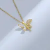 Chains N025ZFSILVER 925 Sterling Silver Fashion Luxury Trend White Zircon Gold Butterfly Necklaces For Women Wedding Chram Jewelry Gift