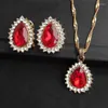 Necklace Earrings Set Austrian Crystal For Women Waterdrop Pendant Bridal Jewellery