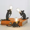 Lámparas de mesa Mini ratón de resina LED moderno para mesita de noche, sala de estar, dormitorio, escritorio nórdico, decoración del hogar, accesorios de estudio