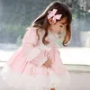 Flickans klänningar Boutique Autumn Kids Dresses For Girls 'Princess Spanish Style Spädbarn Solid Cotton Lace Lantern Sleeve Tutu Children's Clothing W0314