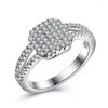 Wedding Rings Square Face Silver Compated Jewelry Lady Princess Cut unieke verloving 925mall kubieke zirkoonbanden voor vrouwelijke mannen