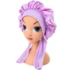 Etniska klädflickor Satin Bonnet Silk Night Sleeping Cap Långt med huvudbandsbandkant Wrap For Children Curly Braid Hair