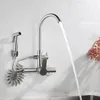 Küchenarmaturen, Edelstahl-Wasserhahn, Wandmontage, Kaltmischer, Spültischarmatur, Schwenkmontage, mit Bidet-Sprayer, Duschkopf