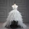 Girl's Dresses Swan Crystal Tulle Trailing Flower Girl Dresses Ball Gown Kids Pageant Dress Birthday Party High-end Feather Princess Dresses W0314