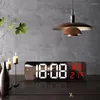 Wanduhren LED Große Digitaluhr Wandspiegel Alarm Temperatur Datumsanzeige Einstellbare Helligkeit Tisch für Wohnkultur