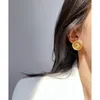 Stud -oorbellen Franse middeleeuwse camellia schijf messing goud vergulde knoop munt 925 zilveren naald pin high fashion sieraden cadeau