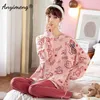 Vêtements de nuit pour femmes Automne Hiver Coréen Kawaii Pyjama Ensemble pour femmes Pyjamas Coton À Manches Longues Grand Pijamas Mode Plus La Taille 4xl 5xl 230317