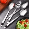 Dinnerware Sets Stainless Steel Serving Spoon Home Tableware Long Handle Buffet Cutlery Colander Korean Kitchen Accessories Drop