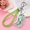 Keychains Fashion Crystal Dinosaur Keychain Bag Pendant Colorful Acrylic Animal Keyring For Women Men Car Key Chains Accessories