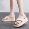 Slippers Fashion Girl Belt Sexy Slope Thick Bottom Home Flip Flops Sandals Vacation Women Slippers Heels Wedges 5CM Butterfly Shoes Z0317