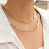 Kedjor temperamentkedja halsband kvinnor mode rostfritt stål pappersklipp för smycken gåva.
