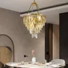 Lampade a sospensione Lampadario in rame di lusso leggero postmoderno Soggiorno semplice Villa Sala da pranzo Camera da letto Cristallo