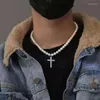 Pendentif Colliers Mode Coréenne Perle Croix Collier Pour Femmes Hommes Personnalisé Polyvalent Hip-hop Clavicule Chaîne À La Mode Bijoux Cadeaux