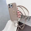 Crossbody Chain Lychee Grain Folio Vogue Phone Case for iPhone 14 13 12 11 Pro Max XR XS 7 8 Plus SE2 SE3 Built-in Makeup Mirror Multiple Card Slots Leather Wallet Shell