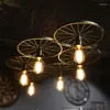 Lâmpadas pendentes E27 Loft Metal Wheel Light Vintage Lighting Industrial American Lights Lâmpada 110V-220V