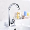 Rubinetti per lavandino del bagno Rubinetto per lavabo a doppio foro in ottone G1 / 2 Maniglia singola e miscelatore per acqua fredda Rubinetto con rubinetto a curvatura grande con rotazione a 360 °