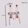 Dangle Earrings Mwsonya Fashion Rhinestone Bowbnot For Women Red Love Heart Pearl Long Korean Jewelry Gigt