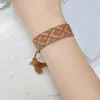 Link Armbänder Kette Passende Karierte Quaste Orange Kaffee Armband Südkorea Einfache Stricken Für Frauen Party Geschenke Paar ArmbandLink