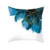 Pillow Blue Flower Marble Pattern Decorative Cover Floral Case For Car Sofa Decor Pillowcase Home Pillows 45 X 45cm