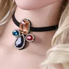 Choker High - Eind Crystal Necklace Chain Clasp Suede hanger Chockers Chokers