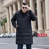 Men's Down Coat For Men Winter Large Size Long Hooded Warm Over The Knees Oversized XL-12XL 13XL Black Jacket