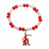 Bangle Drop Elastic Red White Disco Ball Koraliki Pearl 1913 Bransoletki greckie litera etykieta prezenty biżuterii