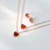 Luxury Clover Brand Designer Stud Earrings Love Red Heart Rose Gold Earings Earring Ear Rings Necklace Bracelet Bracelets Party Jewelry