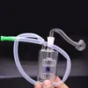 El quemador de aceite de vidrio más barato Bong con tubos de filtro de jaula doble portátil para viajes Mini Ashcatcher Recycler Water Pipe con recipiente de aceite doblado