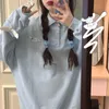 Women's Hoodies & Sweatshirts Shirt Women Sweatshirt Long Sleeve Patchwork Wing Decoration Kawai Pullover Girls Oversize Korean Style C